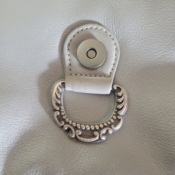 Fossil Leather Crossbody Bag Purse Women's Small Light Gray Going Out Event - Picture 12 of 13